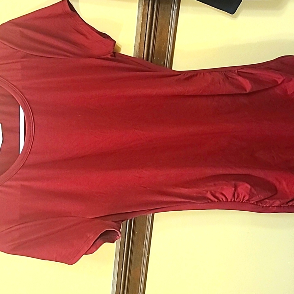 Burgundy fitted cross t-shirt dress